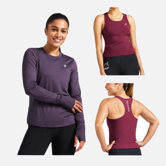 BUNDLE Peloton Purple Cranberry Standard Long Sleeve Shirt and Tank Top, Size M - Picture 1 of 12